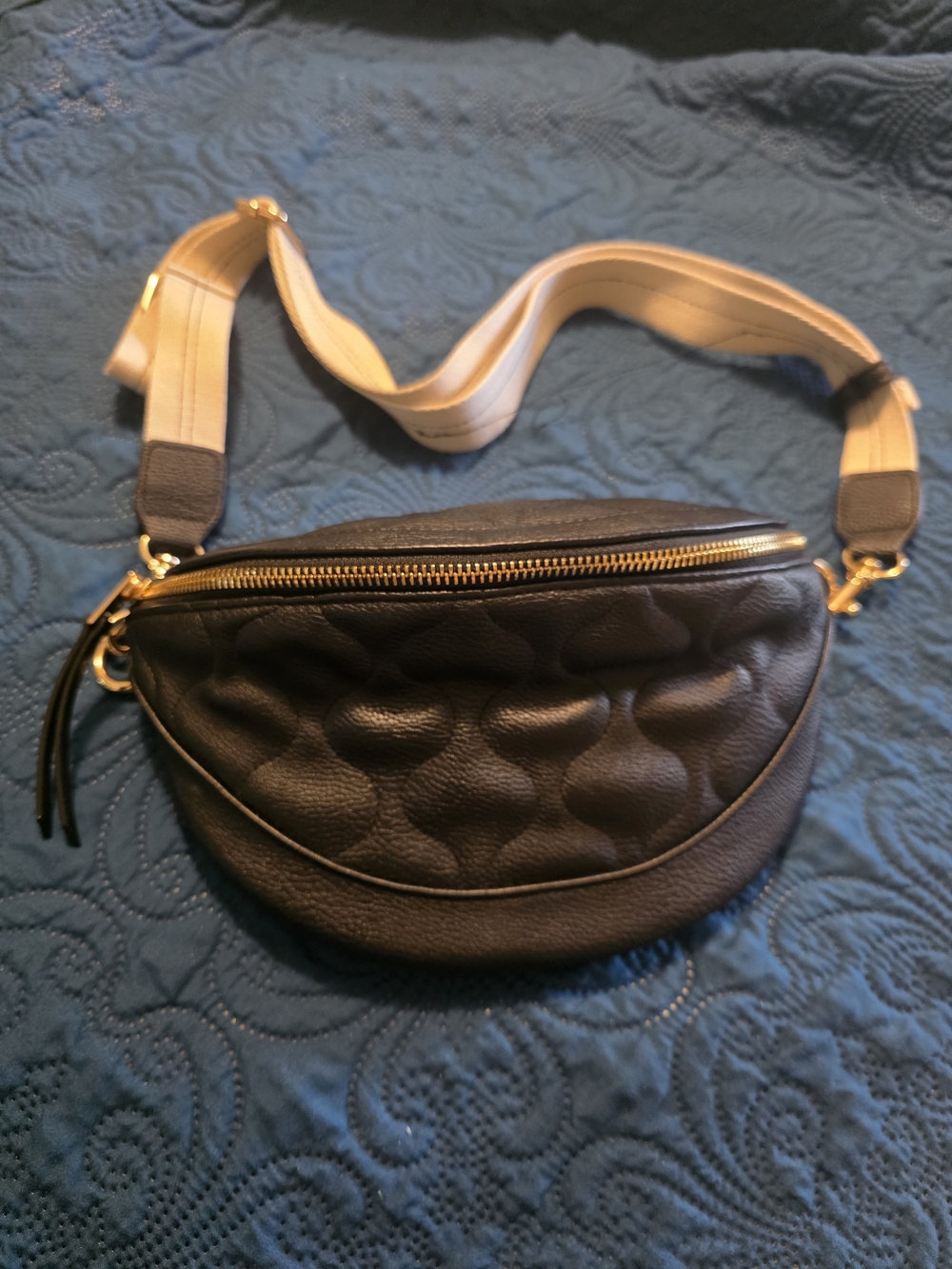 Black Quilted  Faux Leather Crossbody Belt Bag - Designer-Inspired